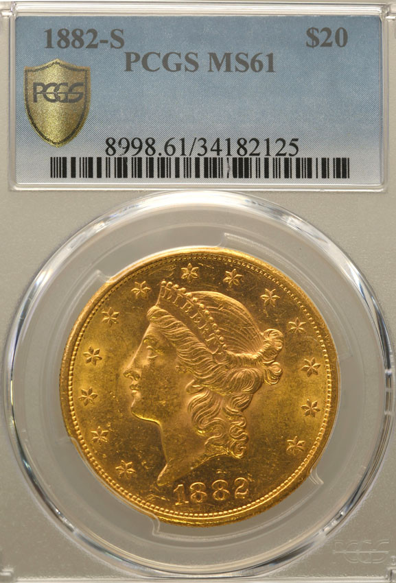 USA 20 dolarów 1882 S San Francisco PCGS MS61